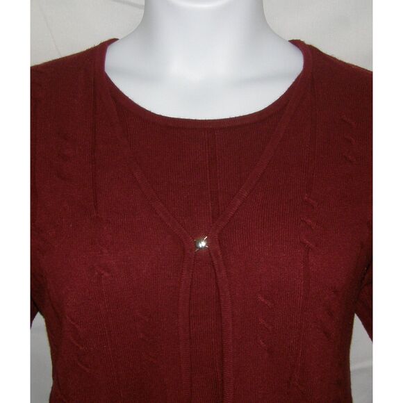 SAG HARBOR Burgundy Plus Sz 1X Casual or Dress Layer Look Soft Stretchy Sweater - Picture 2 of 4